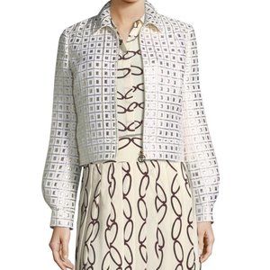Tory Burch Brenna Zip-Front Gridded Lurex® Jacket